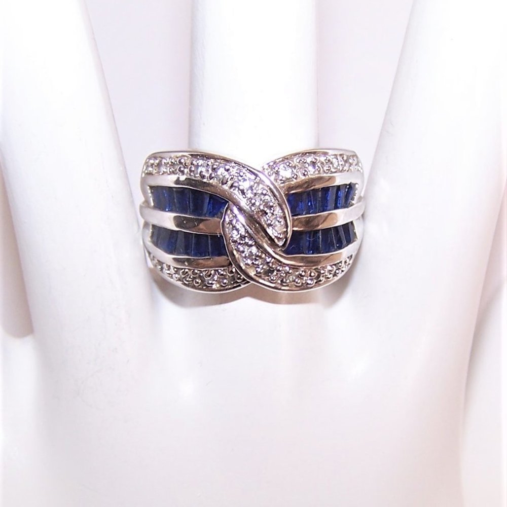 DBJ Dee Berkley Sterling Silver 1.25CT TW Blue Cubic Zirconia Ring - Sz 6.75